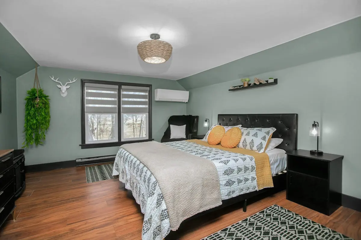 Bedroom interior with cozy lighting at Copper Top Ridge