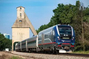 Amtrak Wolverine Line train en route from Chicago to New Buffalo, Michigan—an easy option for weekend getaways from Chicago