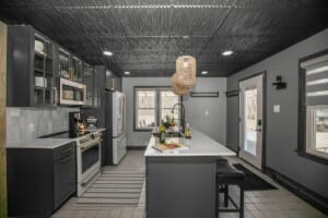 Modern kitchen at Copper Top Ridge, a luxury New Buffalo vacation rental